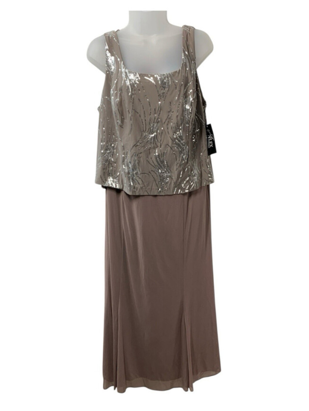 Alex Evenings Plus Annabelle Tea-Length Dress Sleeveless Cocktail Wedding 16W